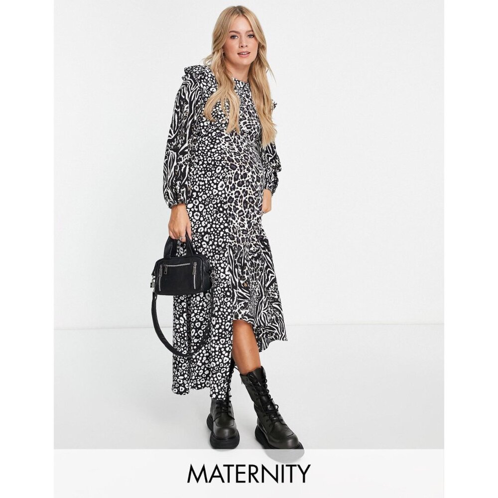 NWT Topshop Maternity mixed animal print maxi dress in multi  - Size 10